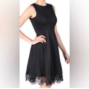 Donna Ricco 8 Sleeveless Lace-Hem Fit & Flare Midi Dress Black
